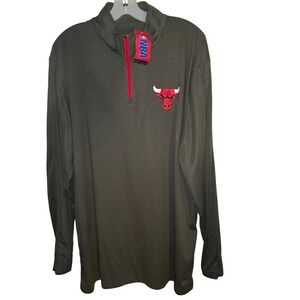 NBA Chicago Bulls Quarter Zip Pullover Long Sleeve Shirt Men's XL TX Cool‎ Gray